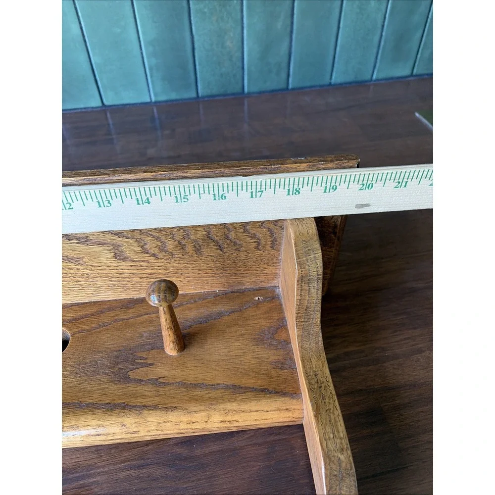 VTG SHELF WALL MOUNT WOOD HANDCRAFTED HEART CUTOUT RUSTIC SHELF/PEG HOOKS
